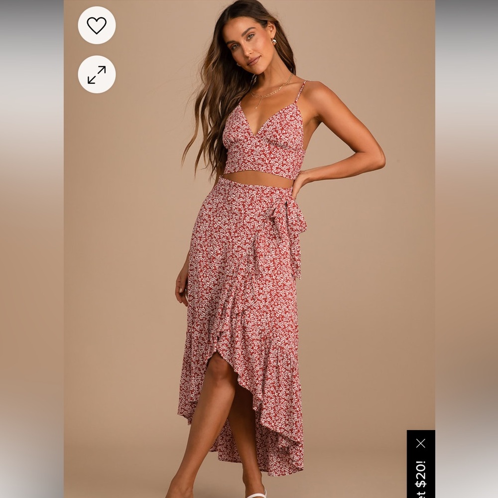 2 piece asymmetrical floral wrap skirt